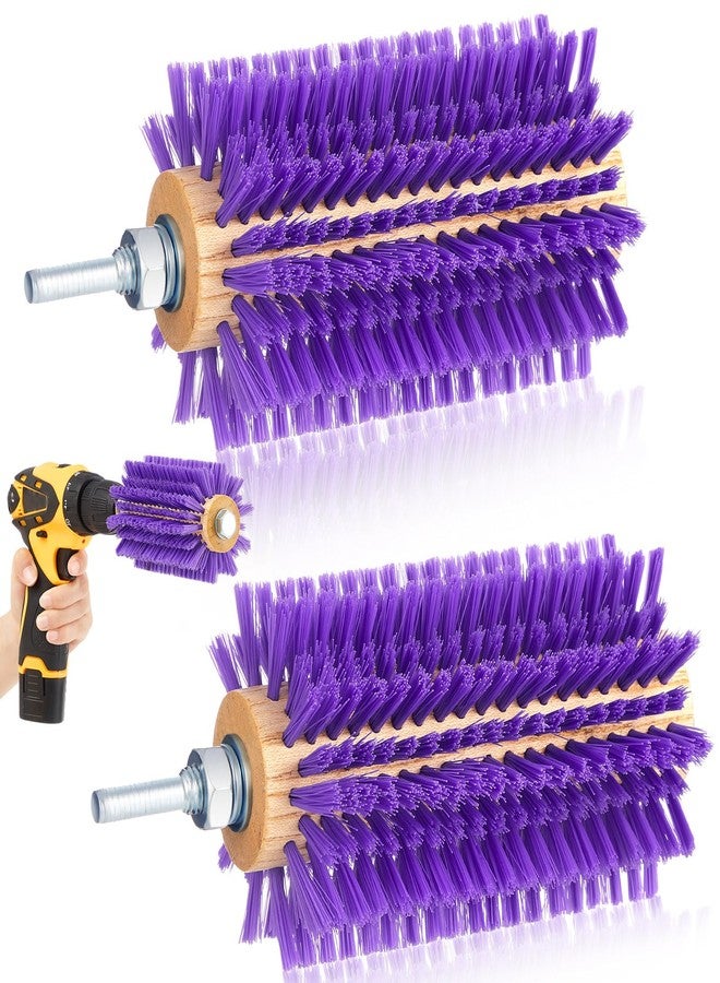 Willinglong 2 Pcs 5.35 inches Livestock Mini Drill Scratch Brush Purple Brush Grooming Kit Suitable for Cattle, Cows, Horses, Sheep and Pigs - Image 1